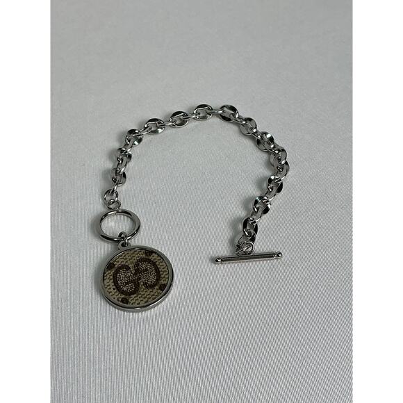Gucci Monogram Canvas Round Silver Toggle Bracelet - Picture 3 of 5